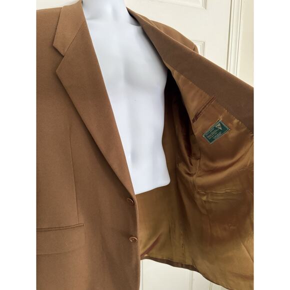 MARIO ZEGNA Lubiam Men's Tan Orange Brown Wool Cashmere Blend Blazer 58L - Picture 6 of 11